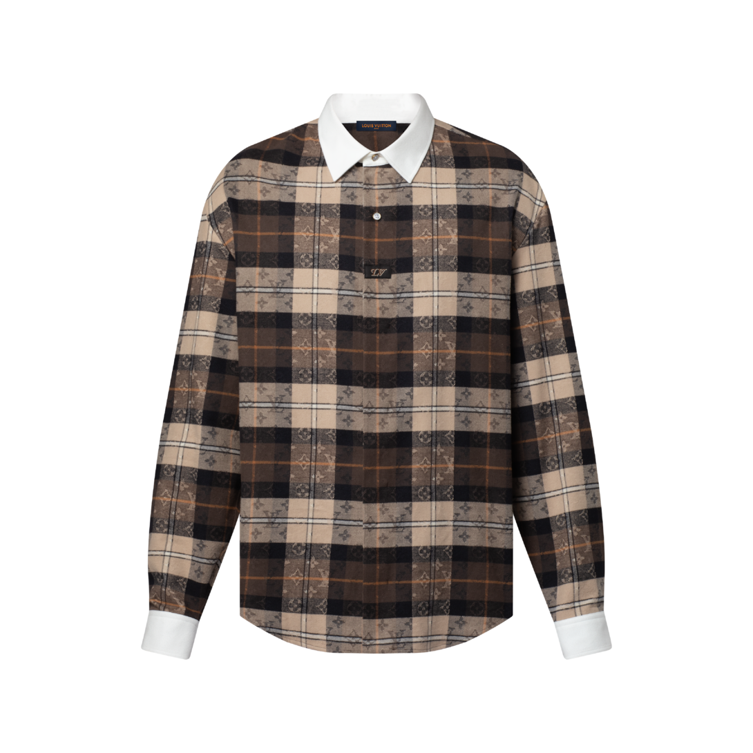 LOUIS VUITTON チェック柄ポロシャツLサイズ Monogram Flannel Long-Sleeved Polo Shirt - Ready-to-Wear | LOUIS